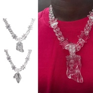 DLAY Trendy Big Clear Acrylic Pendant Necklace Women Trendy Necklace Acrylic Texture