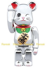 Medicom Bearbrick 2018 Lucky Cat Silver #4 Neko 100% Be@rbrick 招財貓 4代 銀貓 千萬両