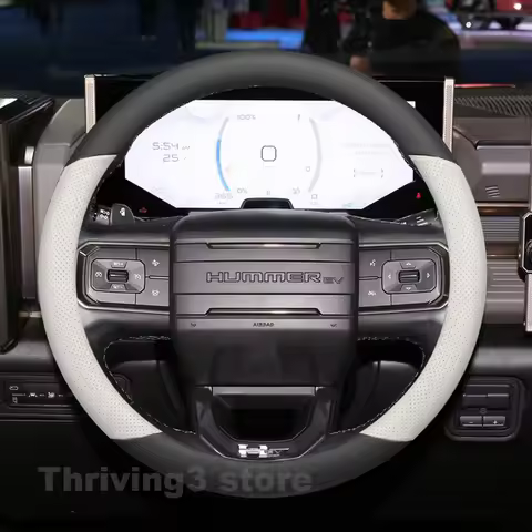 Leather Car Steering Wheel Cover For GMC HUMMER Pick EV SUV 2023-2026 Non-slip Auto Steering Wheel G