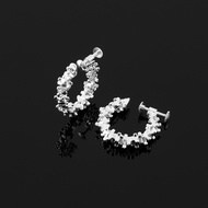 EH1275 Silver Sparkling Hoop Screw Ear Clip without Pierced Earrings Commuter Daily Earrings Earring