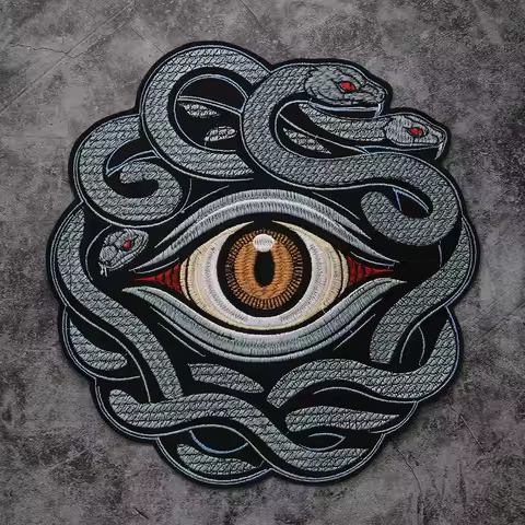Embroidered Animal Multi Headed Snake Eyes Patch Motorcycle Large Back Size Iron On for Clothed Patc