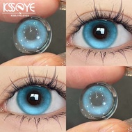 KSSEYE Blue Contact Lens with Grade 14.2MM Cat Ice Blue Yearly Use 0~-8.00 High Quality Soft Lens Co