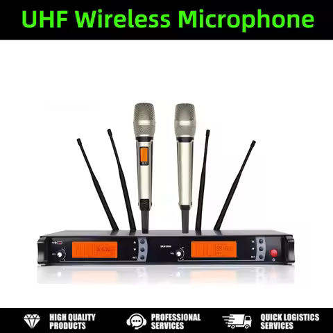SKM9000 UHF Dual Metal Wireless Microphone System for Stage Bar KTV Teaching Long Distance Stable An