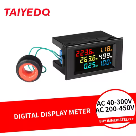 6IN1 Panel Meter LCD Voltmeter Ammeter Multi-Function Digital Display D69-2058 Energy Power Factor M