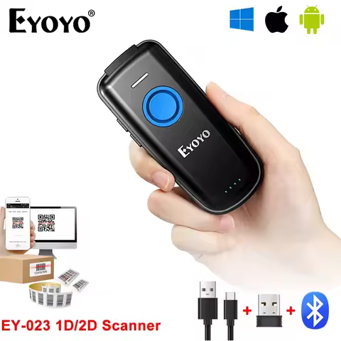 Eyoyo EY-023 Barcode Scanner 1D/2D Pocket Bluetooth QR Code Reader.Support Trigger Button/Auto-sensi