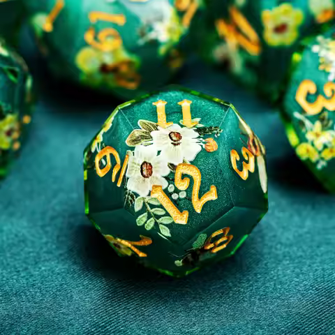 7PCS D20 Green Bees Dnd Dungeon and Dragon Double-Layer Resin Sharp Edge Dice D and D D&D Polyhedral
