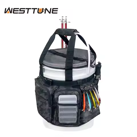WESTTUNE Fishing Bucket Organizer with Bucket Cover Ice Fishing Tackle Bag 5 Gallon Bucket Tool Bag 