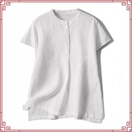 Forest Baju Perempuan | Forest Ladies Mandarin Collar Cotton Linen Blouse - 822528