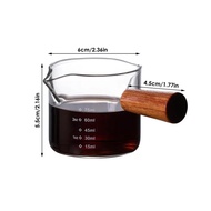 Espresso Measuring Cup Mini Coffee Glass Cup Espresso Shot Glass DIY Wood Handle Measure Glass Mug Single Mouth Milk Glass Jug