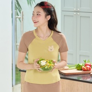 Bộ đồ nữ CARDINA chất liệu cotton cổ tim thoáng mát phong cách trẻ trung năng động 4BCN09