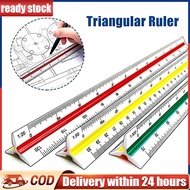 30cm Triangular Scale Ruler Triangular Metric Scale Ruler with Multiple Scales for Precision
