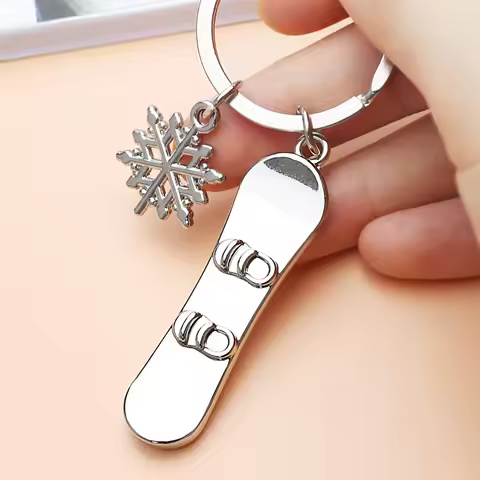 Metal Snowboard Snowboarder Keychain Snowboarding Keychain Snowboard Key Ring