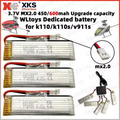 XKS Wltoys k110 k110s Battery 450mah 600mah 1s 3.7V RC Aircraft Battery for XK K110 K110S V977 V930