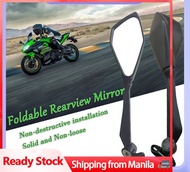 NINJA Side Mirror Foldable Rivet Type Universal Motorcycle Rearview Rear View Side Mirror Ninja Side Mirror Foldable Holder