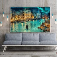 Canvas print 60x90 green river oil painting style