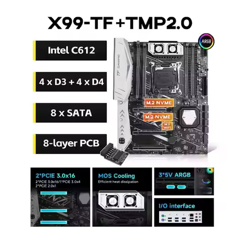 X99-TF GAMING Motherboard LGA2011-3 4X DDR4/DDR3 M. 2 Pcie3.0 ARGB SATA3.0 For Xeon E5 V3/V4 Systems