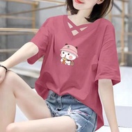 Clothing Fashion Short-Sleeved Shirt Large Size Top Printed Hollow T-Shirt Medium M-4XL Loose Slimme