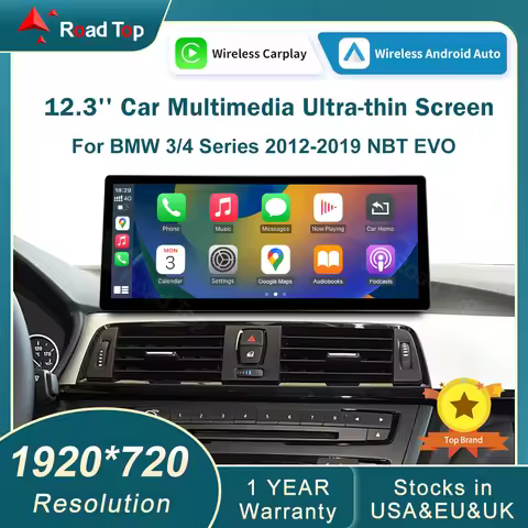 12.3'' Wireless CarPlay Android Auto Multimedia Display Screen For BMW Series 3 4 F30 F31 F32 F33 F3