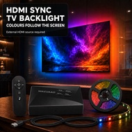 WACUAAO B3 HDMI 2.0 Sync Box RGBIC TV Backlight With Remote, 4K 60Hz HDR10 Dolby Vision Music Sync D