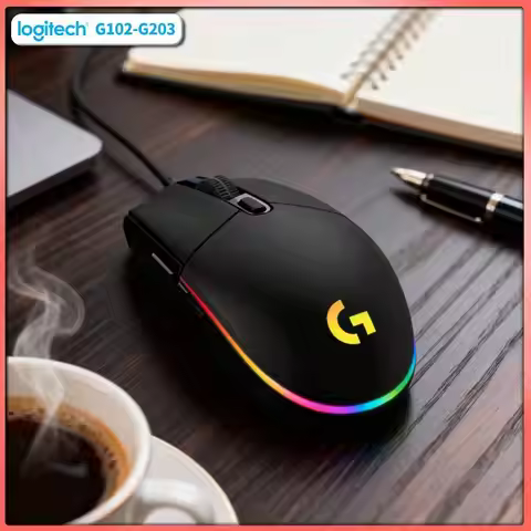 Logitech G102 Wired Mouse, 8000 DPI Adjustable, 1ms Report Rate, RGB Lighting, Mechanical Buttons fo