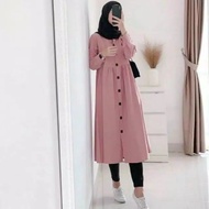Dzuvia tunik full kancing depan hidup bahan rayon twill