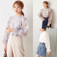 ⛄️日牌（藍紫/米白/灰/黑）超值* 仙氣 微透袖子 刺繡花 上衣
