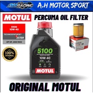 ORIGINAL MOTUL 5100 Semi Synthetic Ester 10W40 15W50 Engine Oil 4T/ Minyak Hitam 1L MOTUL 5100 15W50