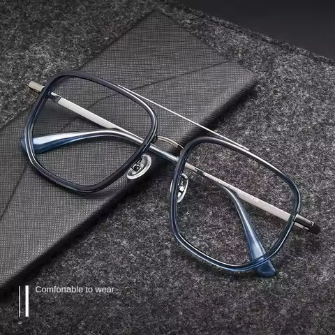 New Tr90 Frame 2217Yj Casual Large Ultra-Light Titanium Full Frame Retro Polygonal Glasses Frame Fas