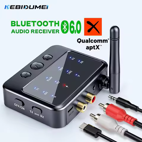 KEBIDUMEI 2-in-1 Bluetooth 6.0 Receiver Transmitter AptX-Adaptive Audio Adapter AD/HD/LL AAC SBC Low