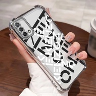 Casing hp For OPPO A74 A95 F19 F19s Black and white text trend Odorless Case Cesing anti-fall on fou