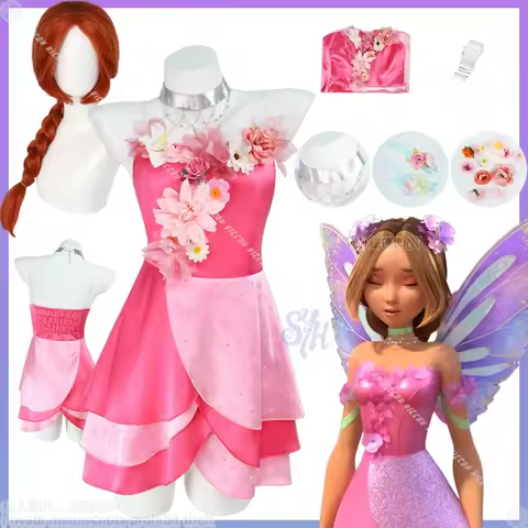 Flora Cosplay Winn SE9 Club Costume Fairy Pink Lovely Kawaii Witch Flowers Sweet Cute Lolita Hallowe