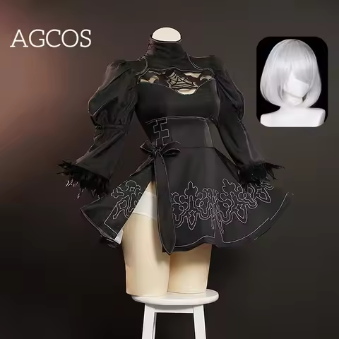 AGCOS NieR:Automata YoRHa No.2 2B Cosplay Costume Anime Roleplay Uniforms Dress ニーア オートマタ Cosplay