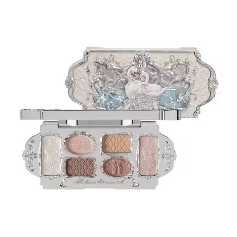 Flower Knows Swan Ballet Eyeshadow 6 Color Palette Matte Shimmer Glitter Mixed Long Lasting Eye Shad