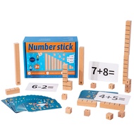 codWooden Math Toys Number Counting Puzzle Building Block Montessori Educational Toys Teaching Tool 