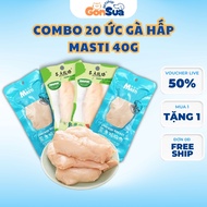 [Combo 20 gói] Ức Gà Hấp Ăn Liền Masti Cho Chó Mèo Gói 40G Snack Ức Gà Hấp Cung Cấp Dinh Dưỡng Nước