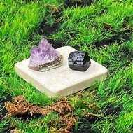 能量擺飾-天然原礦可愛紫晶簇 黑碧璽套組 招財保平安 快速出貨