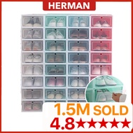 HERMAN Unisex Stackable Storage Shoes Shoe Box Pp Plastic Box Penyimpan Kotak Kasut Shoe Rack Kasut 