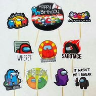 Topper toper cake decoration birthday cake happy birthday character among us no. 2