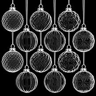 Jenaai 12 Pcs 2.36 Inch Clear Glass Christmas Ball Ornaments Vintage Christmas Tree Decorations Merc