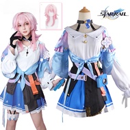 9 pcs Game Honkai Star Rail 7th March Cosplay Costume Uniform Shoes Wig Outfit Halloween Party Women