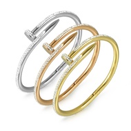 Stainless Steel Sparkling Zircon Bangle Bracelet for Women and Men
