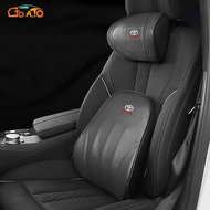 GTIOATO Car Headrest Pillow Leather Neck Pillow Car Lumbar Back Support Pillow Memory Foam Back Pillow Car Interior Accessories For Toyota Wish Sienta Yaris Altis Vios Corolla CHR Hiace Fortuner Harrier Commuter Hilux Revo Prius Alphard Camry Rush