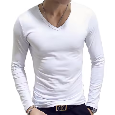 Spring Autumn Period Long Sleeve Cultivate One's Morality Men's T-shirt O-neck Solid Polyester T Shi