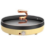 新款圆形电烤盘无烟不沾烤肉锅煎饺煎包烙饼锅直径34CM2-5人使用New round electric baking tray with smoke-free and non stick barbec