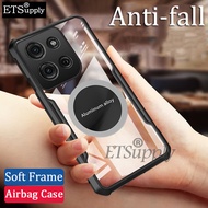 Phone case Moto G86 Hard Clear Transparent Shockproof Car Holder Adsorb Hollow Out Ring Back Cover M