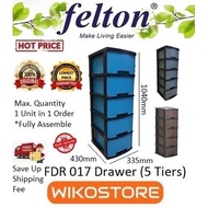 Hot Price [Wikostore]  Felton FDR017(L) - 13"W x 17"D x 41"H / FDR 488(S) -12"W x 15"D x 31"H Durable Drawer 5 Tiers