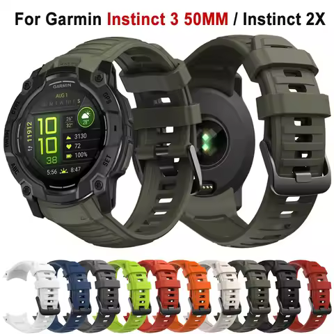 New Sport Silicone 26mm Strap For Garmin Instinct 2X Solar - Tactical Edition Watch Band Replacement