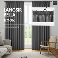 Langsir Bella Matte (Hook Type) 95% Blackout Curtain Siap Jahit Window Curtain, Sliding Door 遮光窗帘