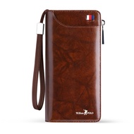 POLO Long Wallet For Men Large-capacity Multifunctional Cowhide Zipper Wallet