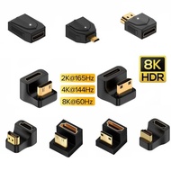 360 Degree U-shaped Mini HDMI Gender Adapter 180 Micro HDMI Male To HDMI Female Angled L Converter HD 2.1V Extension 4K 8K 60Hz